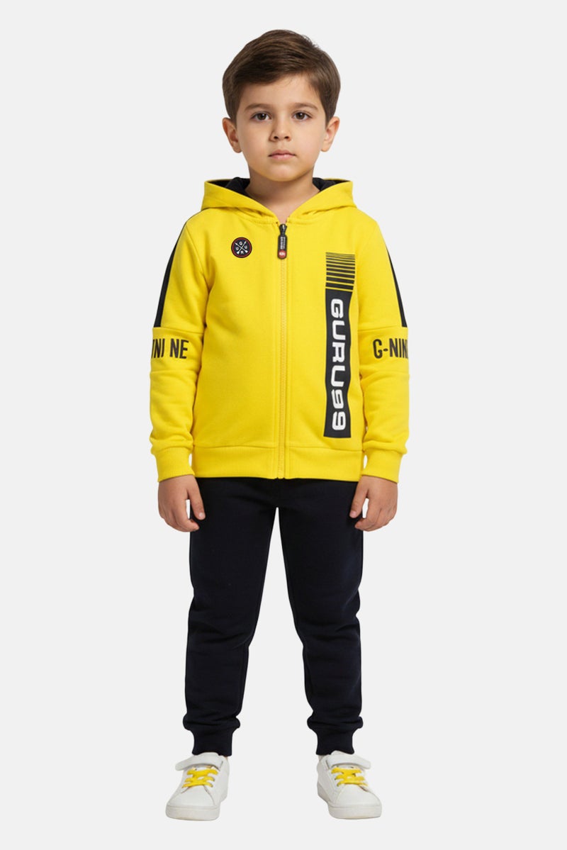 guru G99 By Guru Toddlers Boy 2 Pieces Brand Logo Hoodie With Bottom Set, Multicolor - Image 1